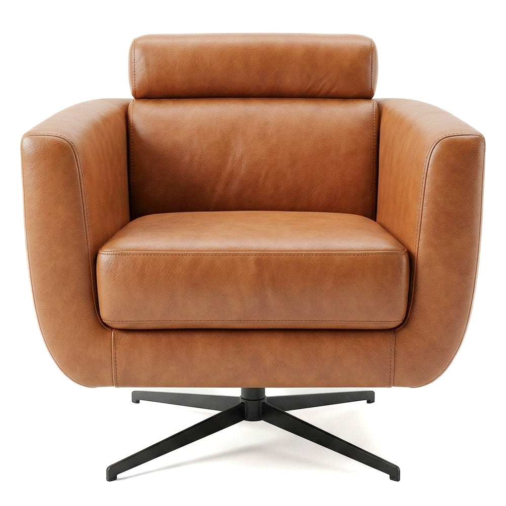 Helena Tan Leather Swivel Chair by Ashcroft Furniture at Eve Furniture
