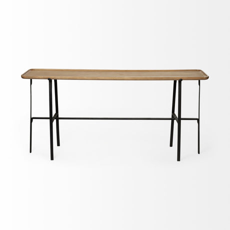 Helios II Rectangular Brown Raised Edge Top Console Table by Mercana at Eve Furniture