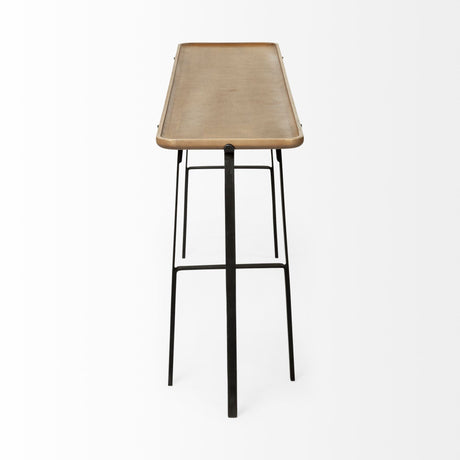 Helios II Rectangular Brown Raised Edge Top Console Table by Mercana at Eve Furniture