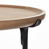 Helios III 20L x 24H Set of Two Round Brown Solid Wood Iron Base Nesting End/Side Tables by Mercana at Eve Furniture