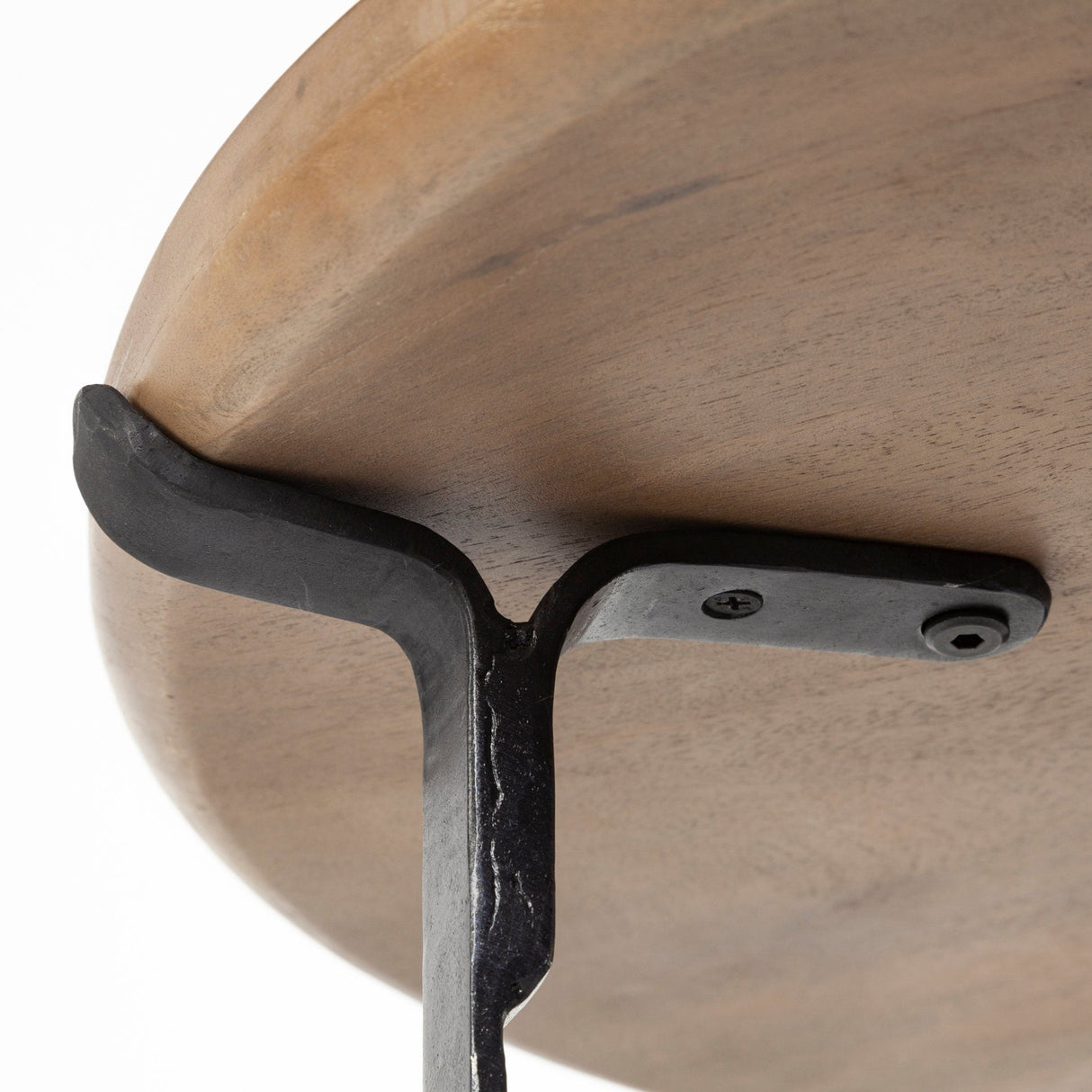 Helios III 20L x 24H Set of Two Round Brown Solid Wood Iron Base Nesting End/Side Tables by Mercana at Eve Furniture