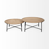 Helios (Set of 2) Brown Solid Wood Top Black Metal Base Nesting Coffee Tables by Mercana at Eve Furniture