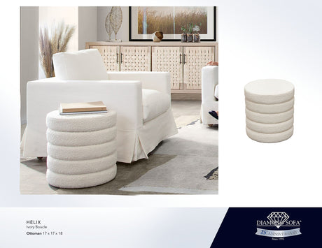 Helix Ivory Boucle Ottoman by Diamond Sofa at Eve Furniture
