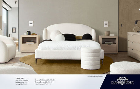 Helix Ivory Boucle Ottoman by Diamond Sofa at Eve Furniture