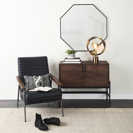 Helix Octogon Black Metal Frame Mirror by Mercana at Eve Furniture