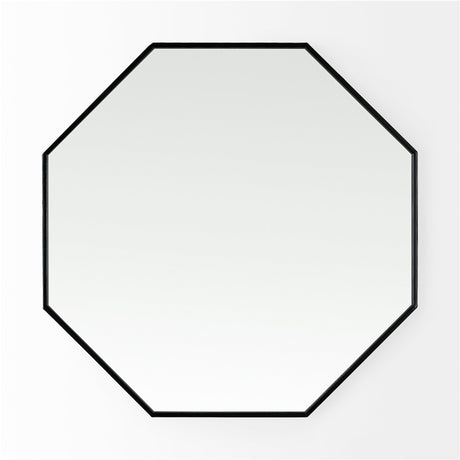 Helix Octogon Black Metal Frame Mirror by Mercana at Eve Furniture