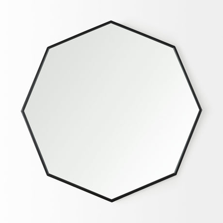 Helix Octogon Black Metal Frame Mirror by Mercana at Eve Furniture