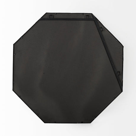 Helix Octogon Black Metal Frame Mirror by Mercana at Eve Furniture