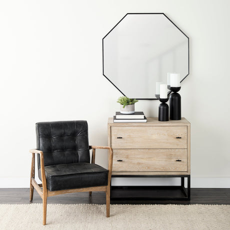 Helix Octogon Black Metal Frame Mirror by Mercana at Eve Furniture