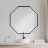 Helix Octogon Black Metal Frame Mirror by Mercana at Eve Furniture