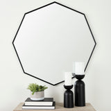 Helix Octogon Black Metal Frame Mirror by Mercana at Eve Furniture