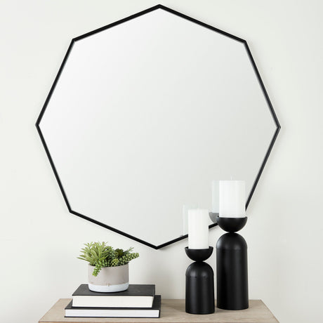 Helix Octogon Black Metal Frame Mirror by Mercana at Eve Furniture