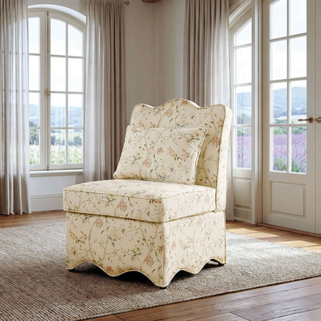 Hemsworth Chinoiserie White/Pink Accent Chair by Furniture of America at Eve Furniture