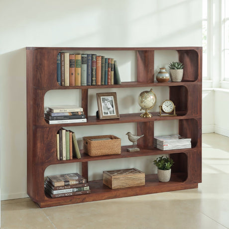Henderson 67" Wide Bookshelf in Pecan Brown Sandblasted by Home Trends & Design at Eve Furniture