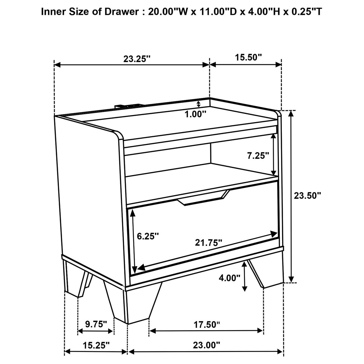 Henderson Medium Oak 1-drawer LED Nightstand Bedside Table by Coaster at Eve Furniture
