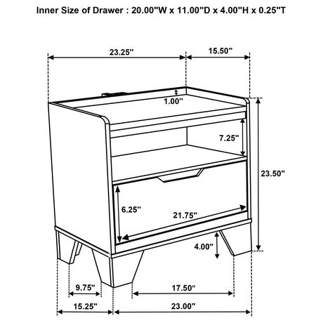 Henderson Medium Oak 1-drawer LED Nightstand Bedside Table by Coaster at Eve Furniture