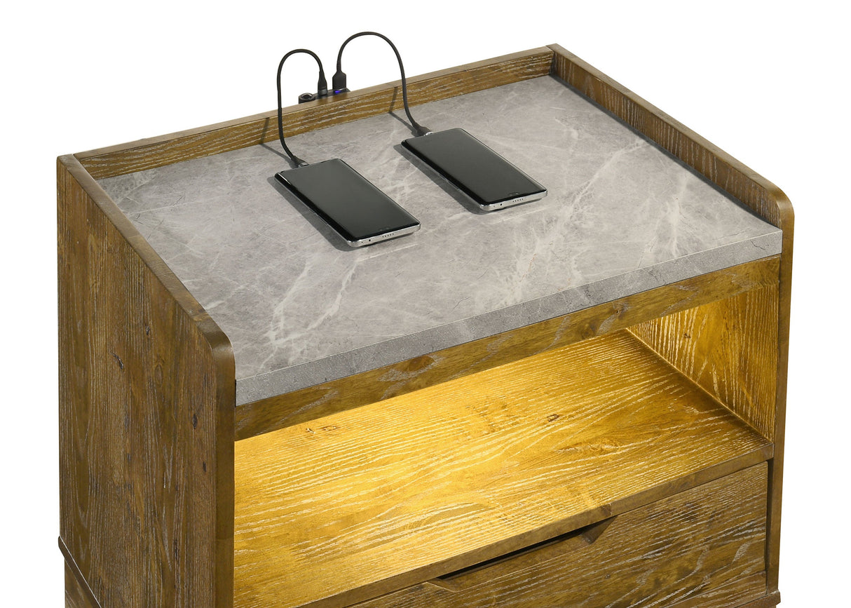 Henderson Medium Oak 1-drawer LED Nightstand Bedside Table by Coaster at Eve Furniture