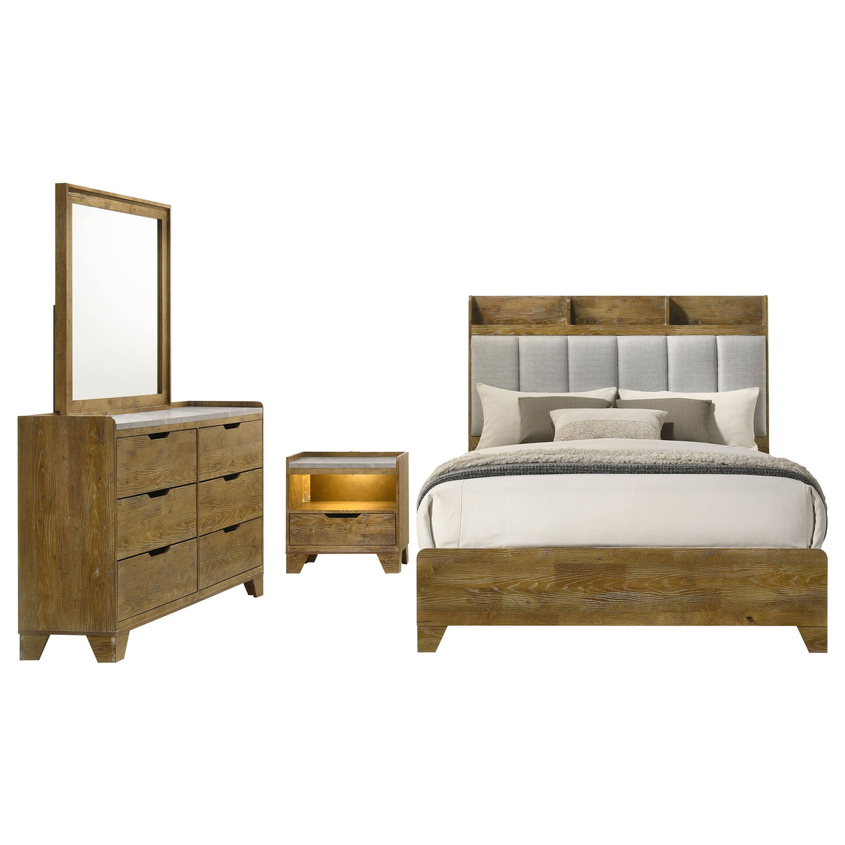 Henderson Medium Oak 4-piece Queen Bedroom Set by Coaster at Eve Furniture