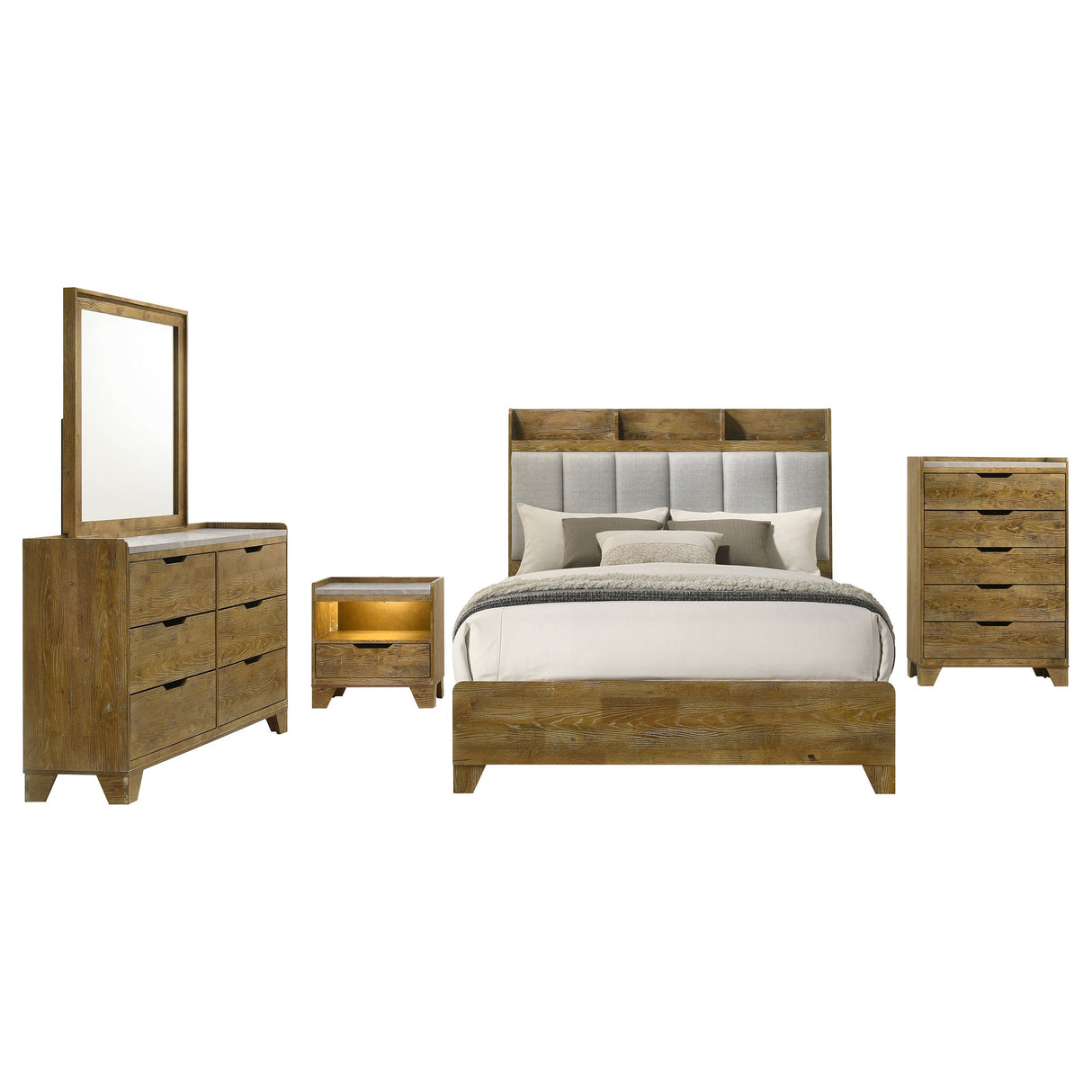 Henderson Medium Oak 5-piece Eastern King Bedroom Set by Coaster at Eve Furniture