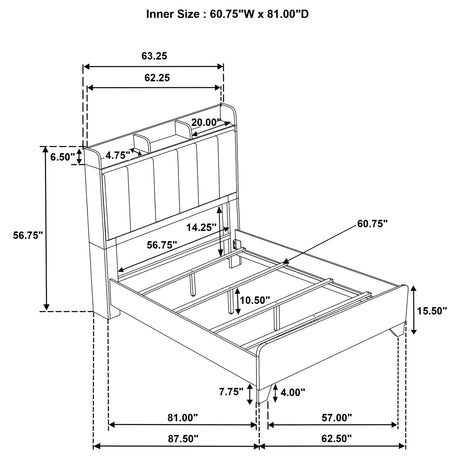 Henderson Medium Oak 57-inch Queen Bookcase Panel Bed by Coaster at Eve Furniture