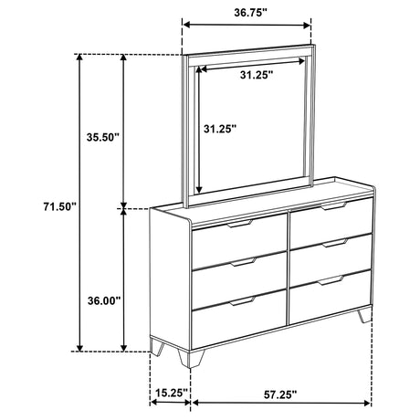 Henderson Medium Oak 6-drawer Bedroom Dresser with Mirror by Coaster at Eve Furniture