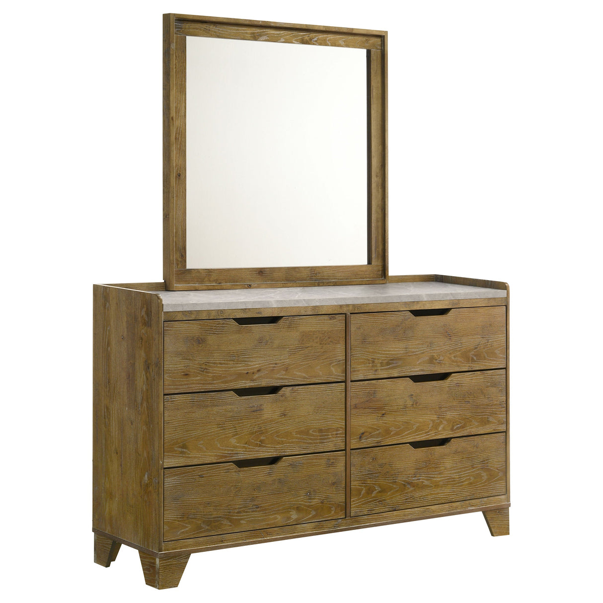 Henderson Medium Oak 6-drawer Bedroom Dresser with Mirror by Coaster at Eve Furniture