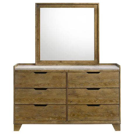 Henderson Medium Oak 6-drawer Bedroom Dresser with Mirror by Coaster at Eve Furniture