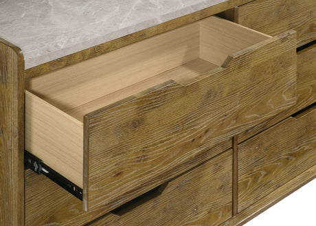 Henderson Medium Oak 6-drawer Bedroom Dresser with Mirror by Coaster at Eve Furniture