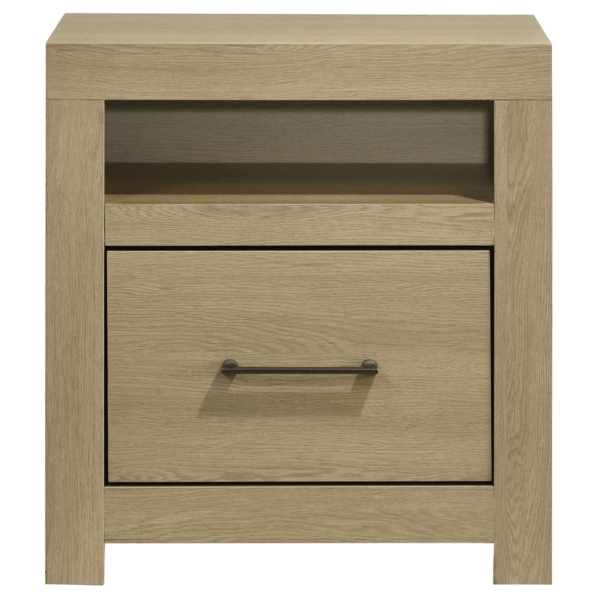 Hendricks Light Oak 1-drawer Nightstand Bedside Table with Cubby by Coaster at Eve Furniture
