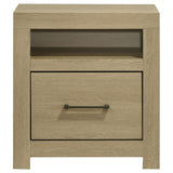 Hendricks Light Oak 1-drawer Nightstand Bedside Table with Cubby by Coaster at Eve Furniture