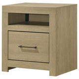 Hendricks Light Oak 1-drawer Nightstand Bedside Table with Cubby by Coaster at Eve Furniture
