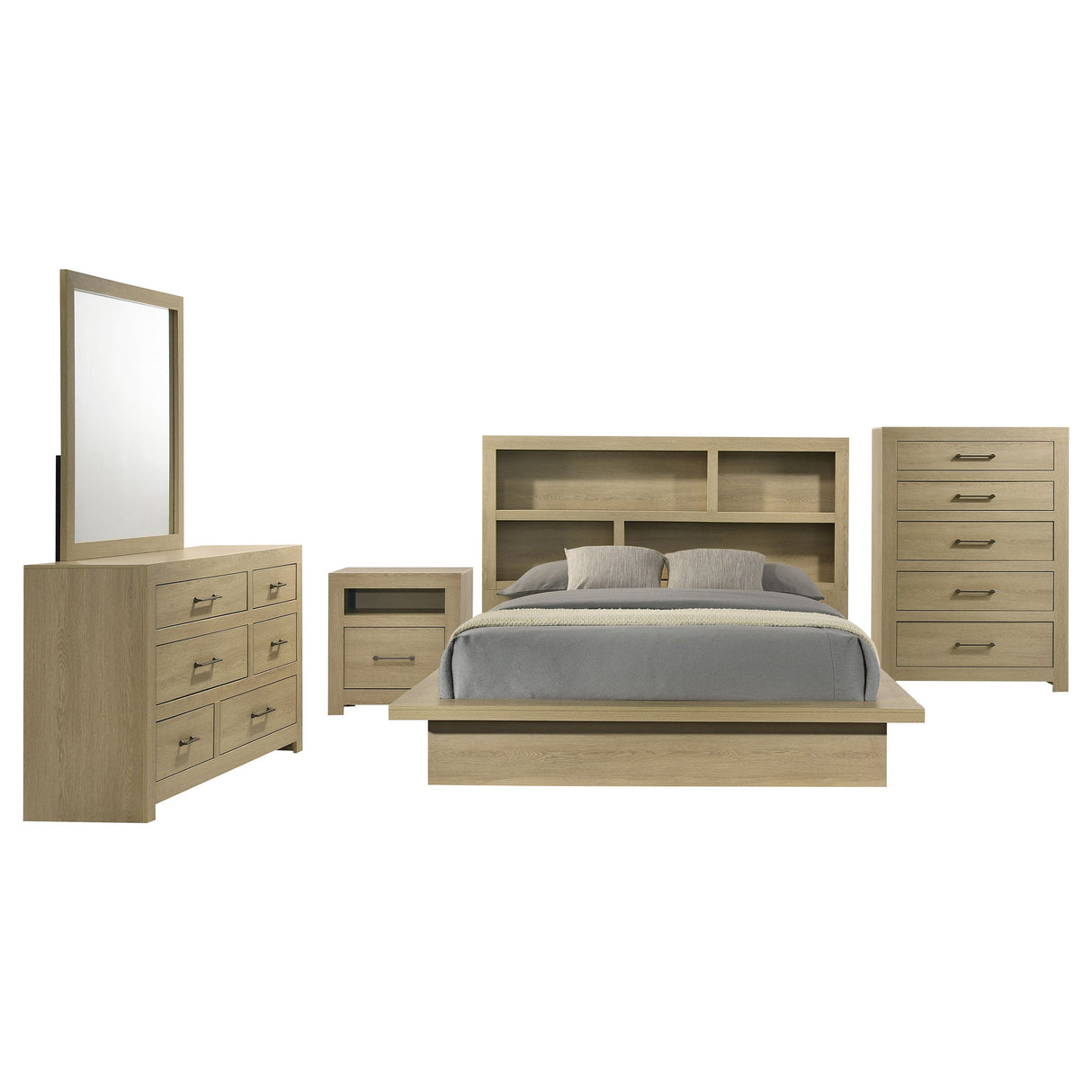 Hendricks Light Oak 5-piece Eastern King Bedroom Set by Coaster at Eve Furniture
