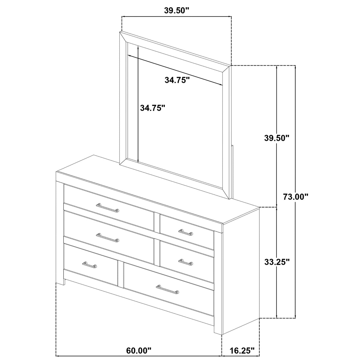 Hendricks Light Oak 6-drawer Bedroom Dresser and Mirror by Coaster at Eve Furniture