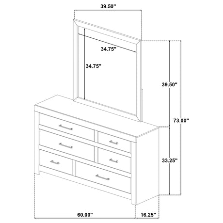 Hendricks Light Oak 6-drawer Bedroom Dresser and Mirror by Coaster at Eve Furniture