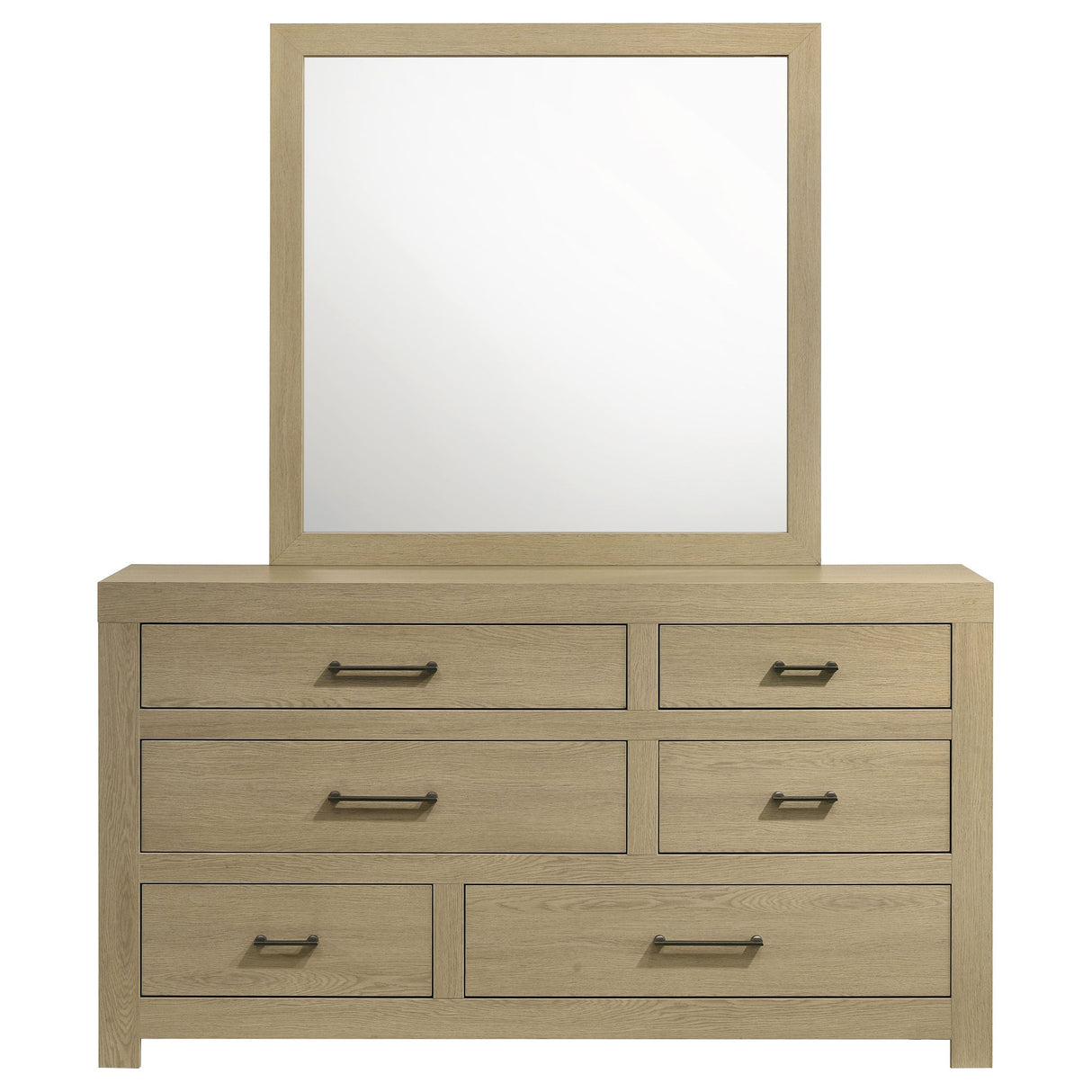 Hendricks Light Oak 6-drawer Bedroom Dresser and Mirror by Coaster at Eve Furniture