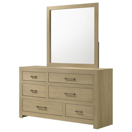 Hendricks Light Oak 6-drawer Bedroom Dresser and Mirror by Coaster at Eve Furniture