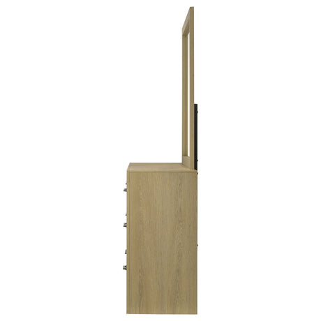 Hendricks Light Oak 6-drawer Bedroom Dresser and Mirror by Coaster at Eve Furniture