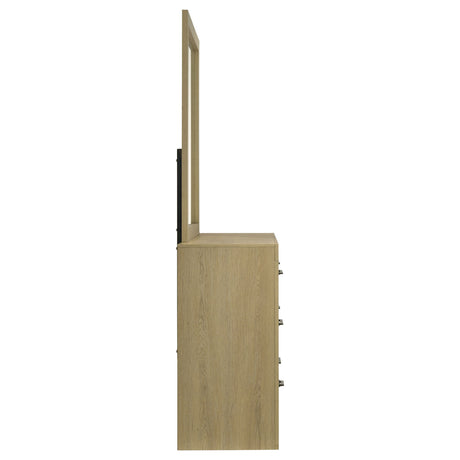 Hendricks Light Oak 6-drawer Bedroom Dresser and Mirror by Coaster at Eve Furniture