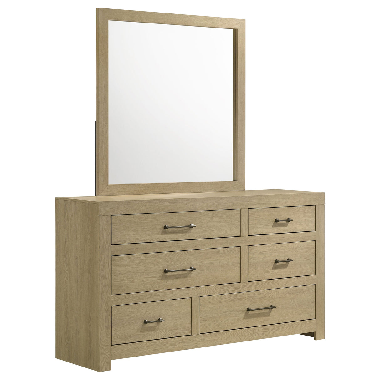 Hendricks Light Oak 6-drawer Bedroom Dresser and Mirror by Coaster at Eve Furniture