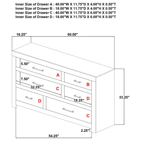 Hendricks Light Oak 6-drawer Bedroom Dresser Storage Cabinet by Coaster at Eve Furniture