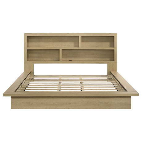 Hendricks Light Oak Eastern King Bookcase Headboard Platform Bed by Coaster at Eve Furniture