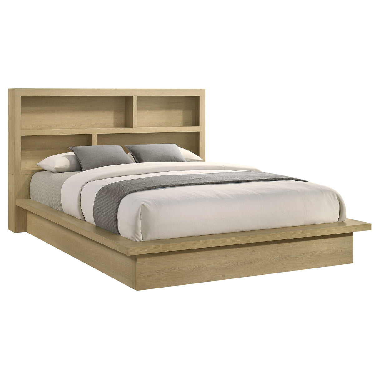 Hendricks Light Oak Eastern King Bookcase Headboard Platform Bed by Coaster at Eve Furniture