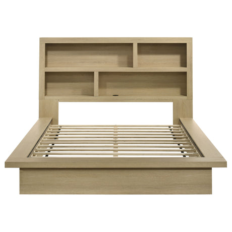 Hendricks Light Oak Queen Bookcase Headboard Platform Bed by Coaster at Eve Furniture