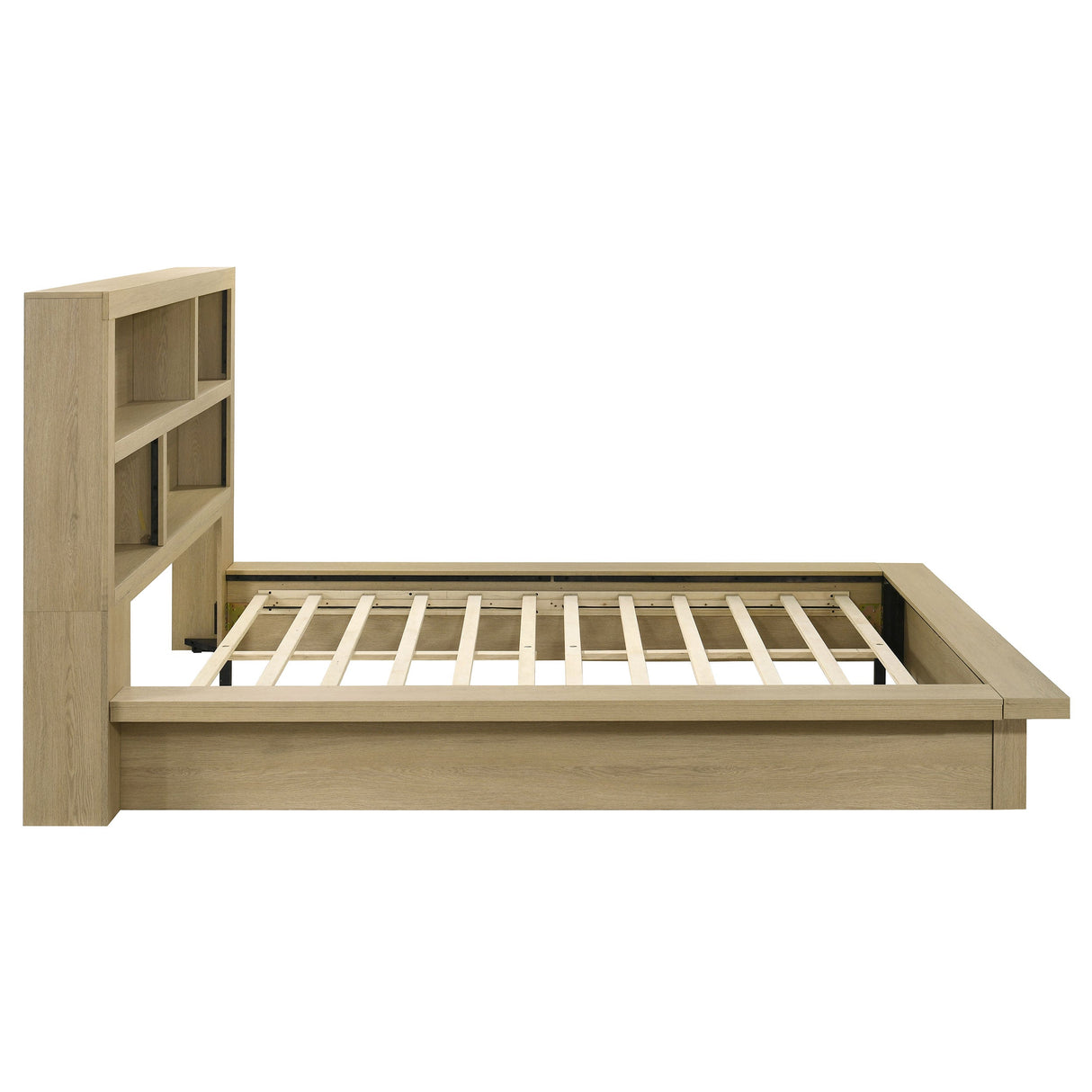 Hendricks Light Oak Queen Bookcase Headboard Platform Bed by Coaster at Eve Furniture