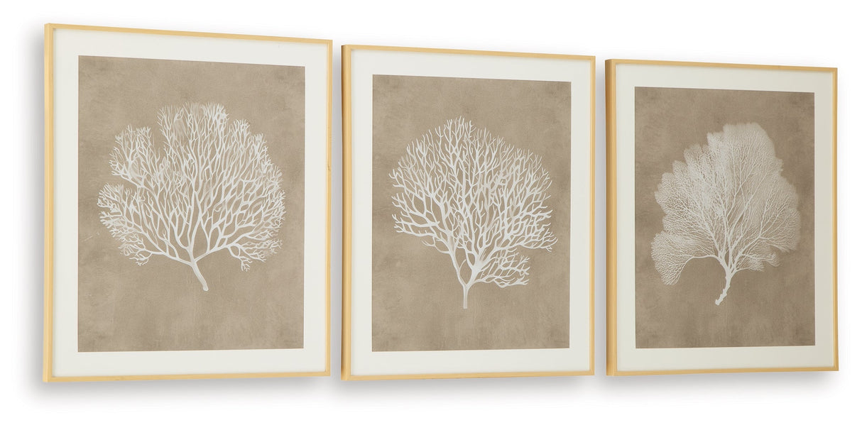 Hendridge Taupe/White Wall Art (Set of 3) by ASHLEY FURNITURE at Eve Furniture