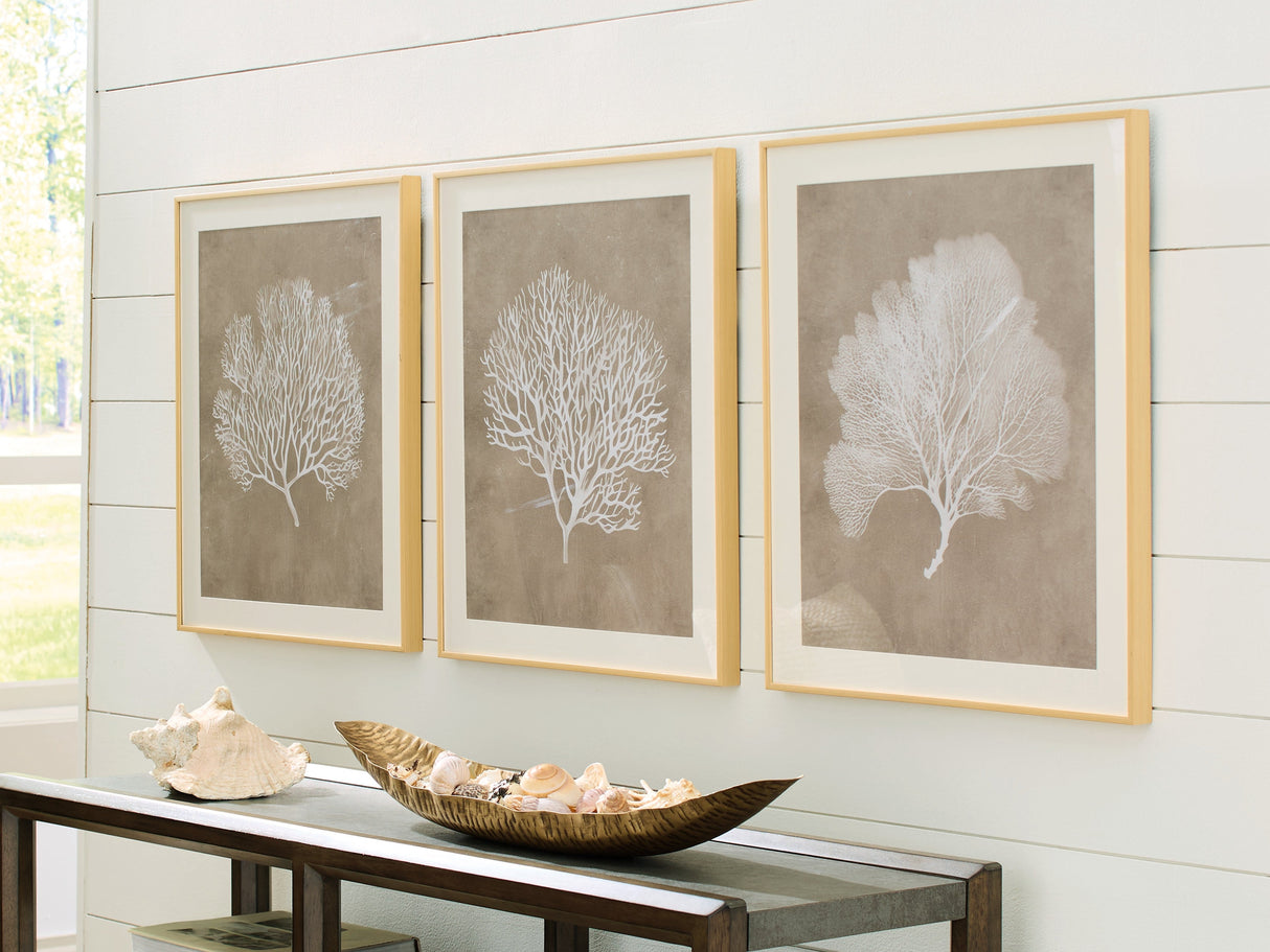 Hendridge Taupe/White Wall Art (Set of 3) by ASHLEY FURNITURE at Eve Furniture