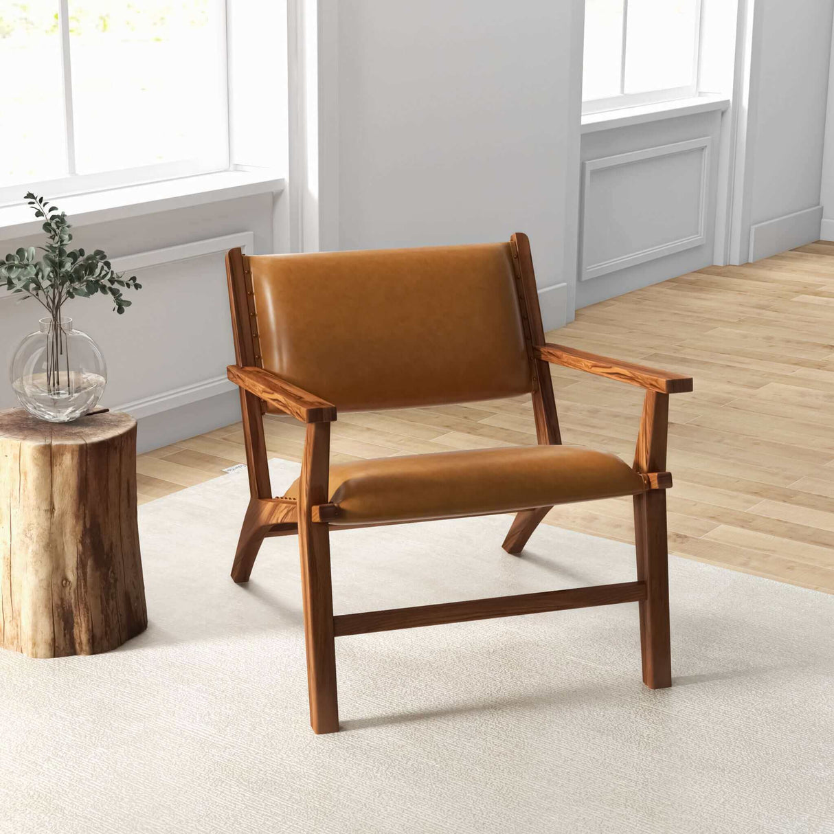 Hendrix Antique Tan Leather Arm Chair by Ashcroft Furniture at Eve Furniture