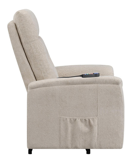 Henrietta Beige Power Lift Recliner with Storage Pocket by Coaster at Eve Furniture