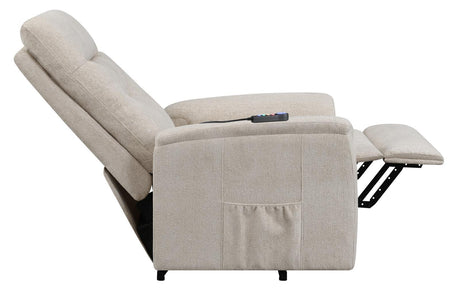 Henrietta Beige Power Lift Recliner with Storage Pocket by Coaster at Eve Furniture