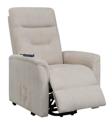 Henrietta Beige Power Lift Recliner with Storage Pocket by Coaster at Eve Furniture